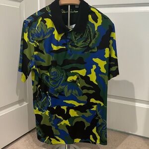 Robert Graham Blue and Yellow Camouflage golf shirt